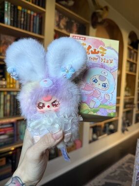 BB3 spring fairy with banger eyes! Pastel Bunny Plush Doll with Ruffled Collar